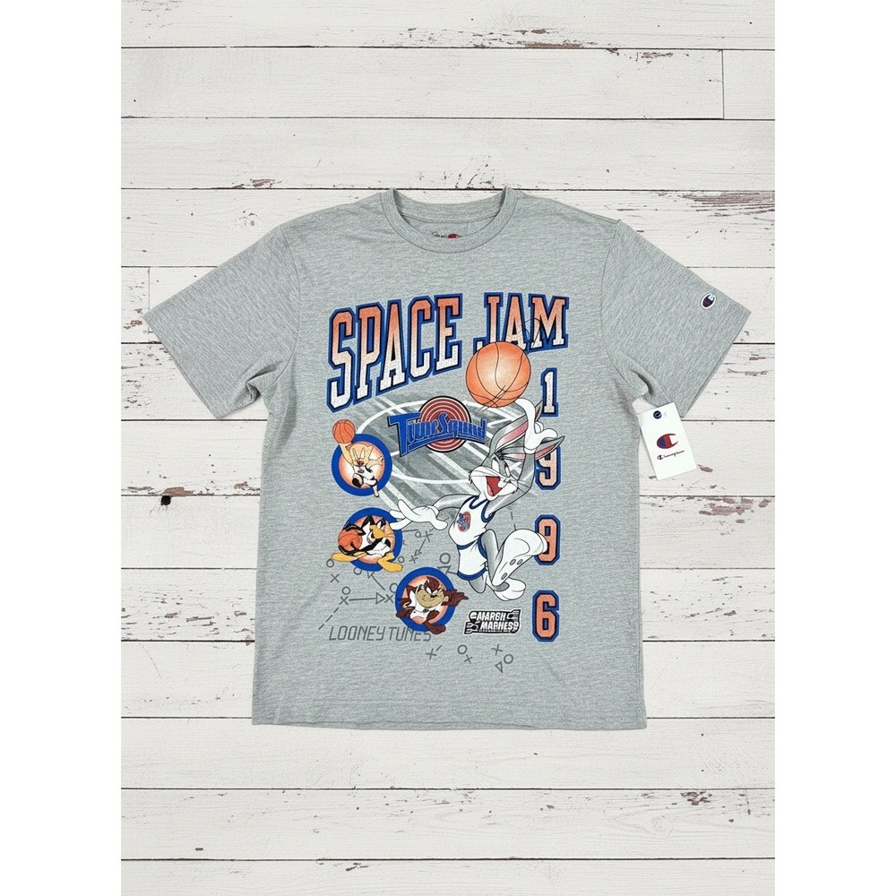NWT Men's M Champion Space Jam Tune Squad T-Shirt Gray Bugs Bunny 1996 NCAA
